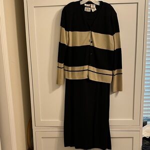 Kathie Lee Collection Black Cardigan and Dress Ensemble